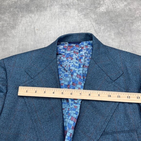 Unbranded Blazer Men 40 Blue Red Golden Emblem Tweed 60 70s Sport Jacket USA VTG - Picture 10 of 14
